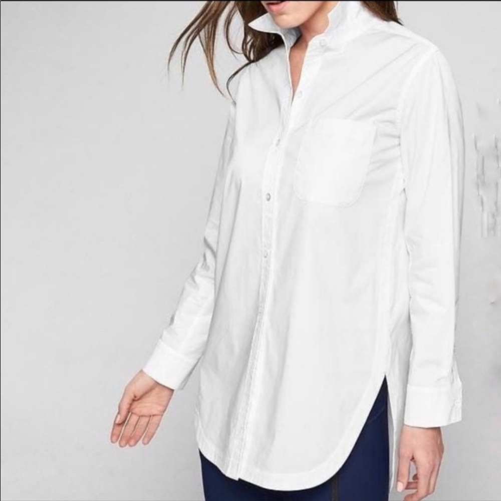Athleta Poplin White Button Up